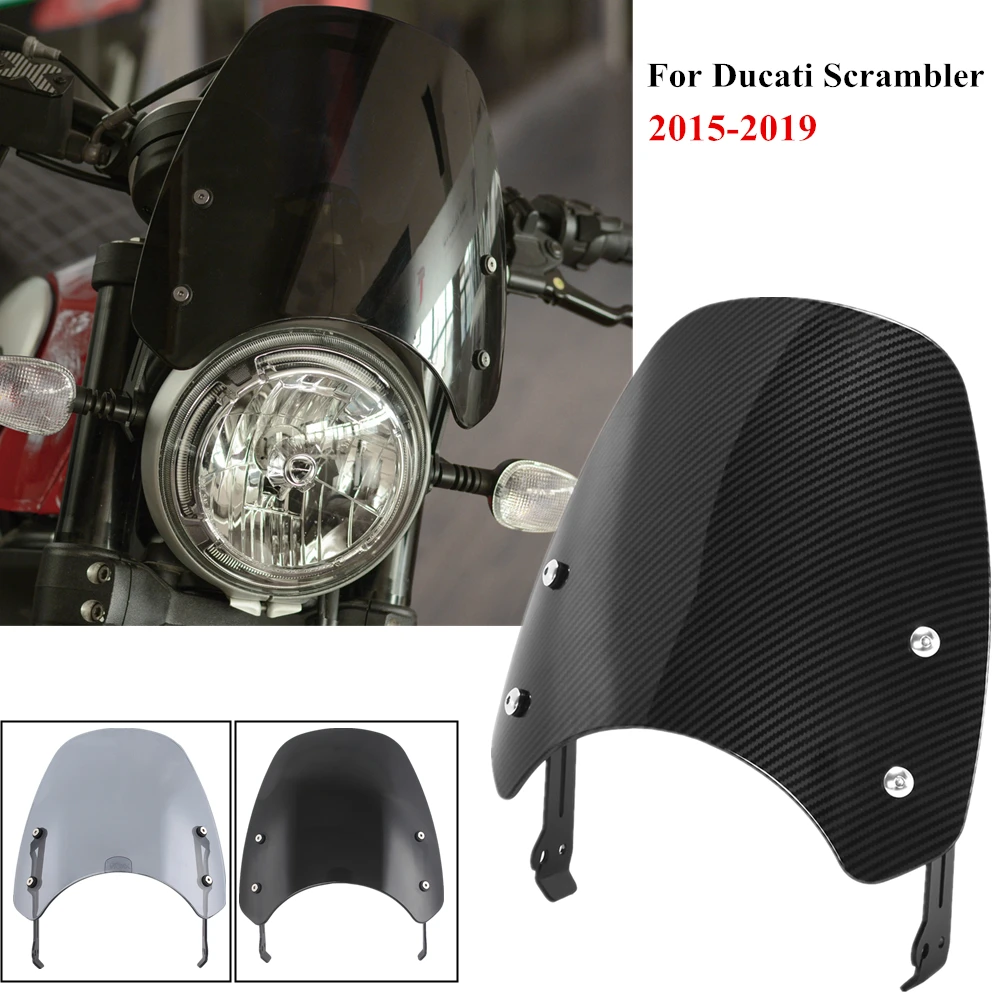 

ABS Motorcycle Smoke Windscreen Windshield Wind Shield Protection Flyscreen For Ducati Scrambler 2015 2016 2017 2018 2019 2020