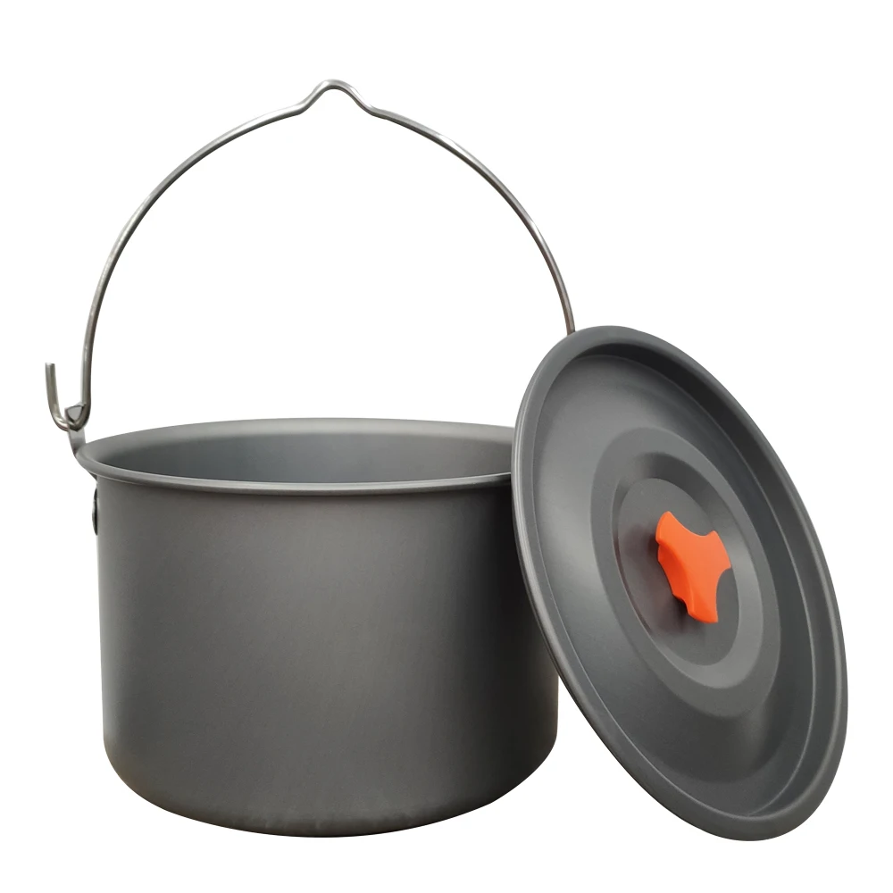 Outdoors 4-6 People Camping Non-stick Pan Camping Hanging Pot Cauldron Team Bonfire Have A Picnic Pot Portable Picnic