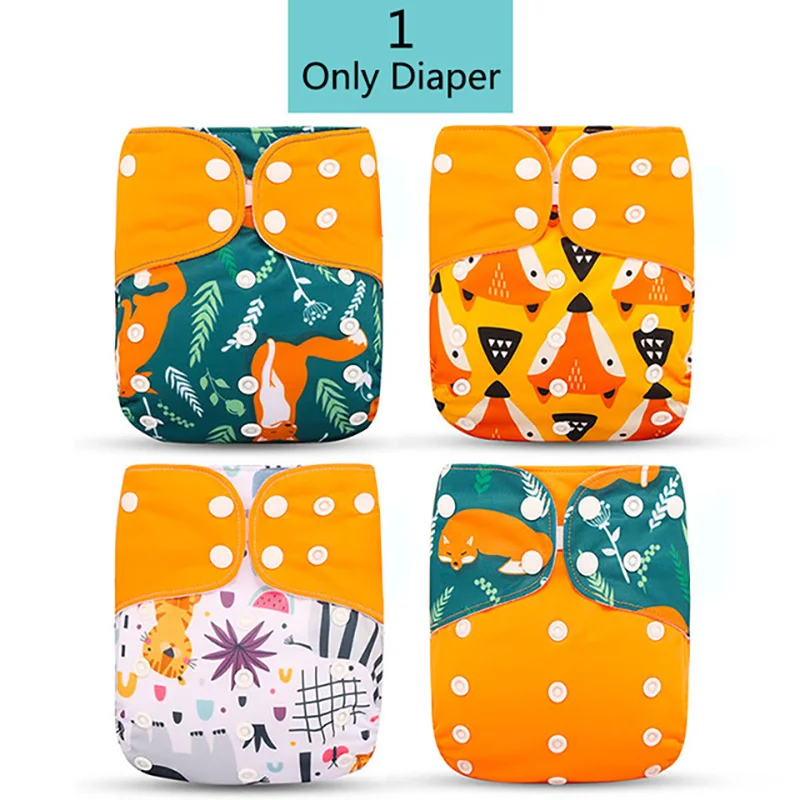 

4pcs/Set Baby Reusable Cloth Diaper Fashion Washable Eco-Friendly Adjustable Nappy Cloth Diapers Suit For 0-2 years 3-15kg Baby