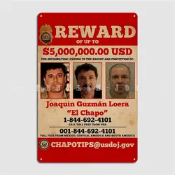 El Chapo Wanted Metal Plaque Poster Cinema Living Room Cinema Create Wall Decor Tin Sign Poster