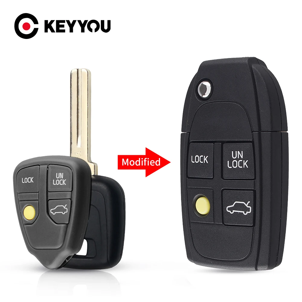 KEYYOU 2/3/4/5 BNT Modified Switchblade Flip Folding Smart Remote Car Key Shell Fob For Volvo S40 S60 S70 S80 V40 V70 XC90 XC70