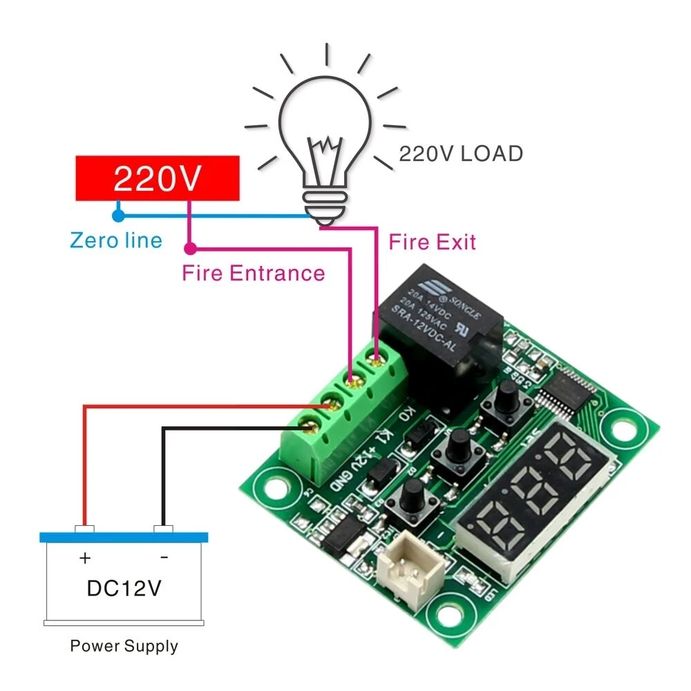 W1209 -50-100C DC 12V Digital Temperature Controllear Thermostat Temperature Control Thermostat Switch Plate W1209 Case