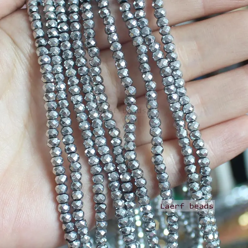 Natural Hematite Silvery Color Faceted Rondelle 2x3mm-3x8mm beads ,For DIYJewelry making! Mixed wholesale for all items !