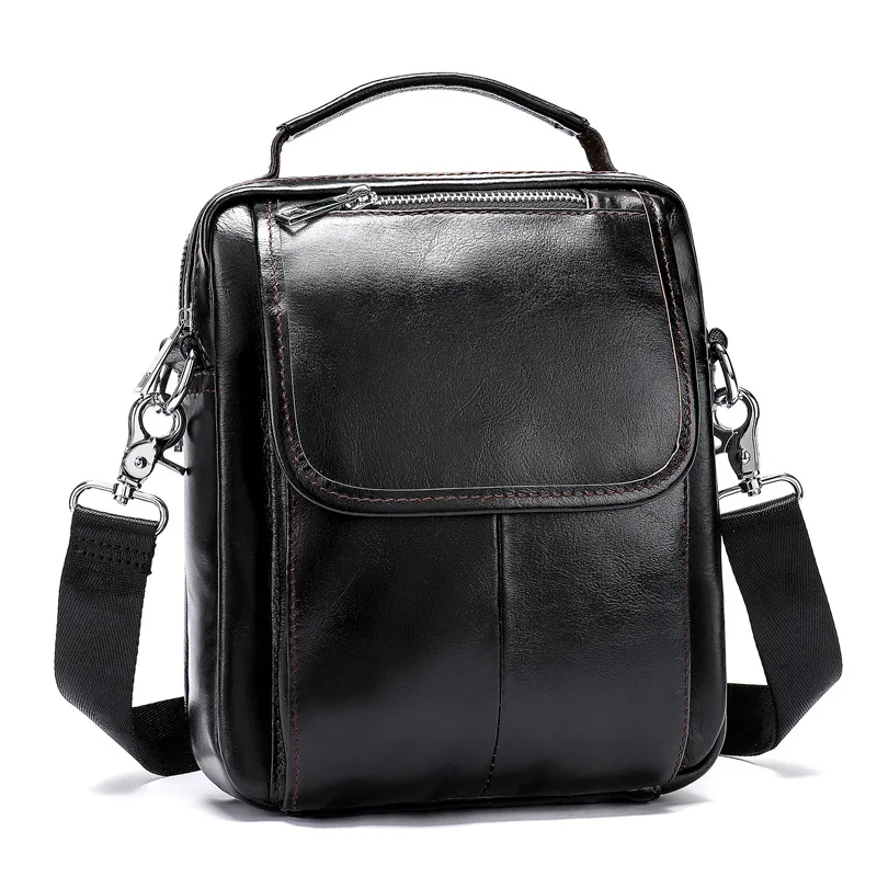 Casual Men Shoulder Bag Vintage Crossbody Bags High Quality Male Bag Genuine Leather Handbag Capacity Men Messenger Bag Tote Bag