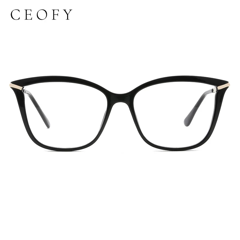 Ceofy Metal Women Cat Eye Eyeglasses Frame Fashion Retro Optical Transparent Lens Glasses Frames New Arrival FT2155