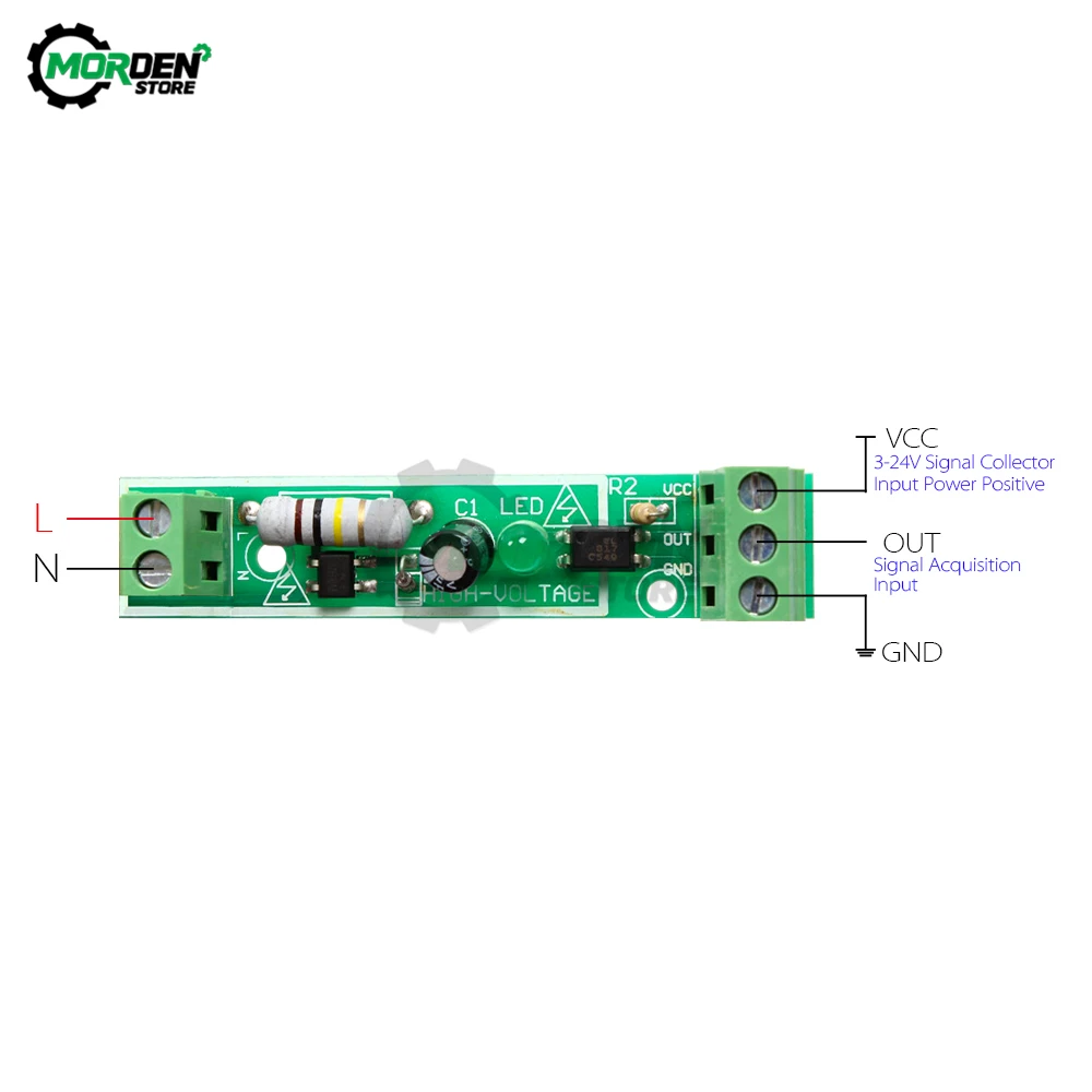 220V 1 Channel PLC Optocoupler Isolation Module Isolated Board with Din Rail Holder PLC Processors TTL level Output 3-5V