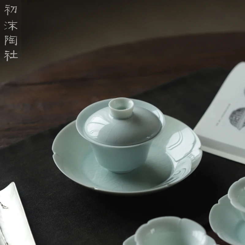 ★of the jingdezhen shadow blue glaze left kiln on three tureen pot bearing only protect hot household kung fu tea set