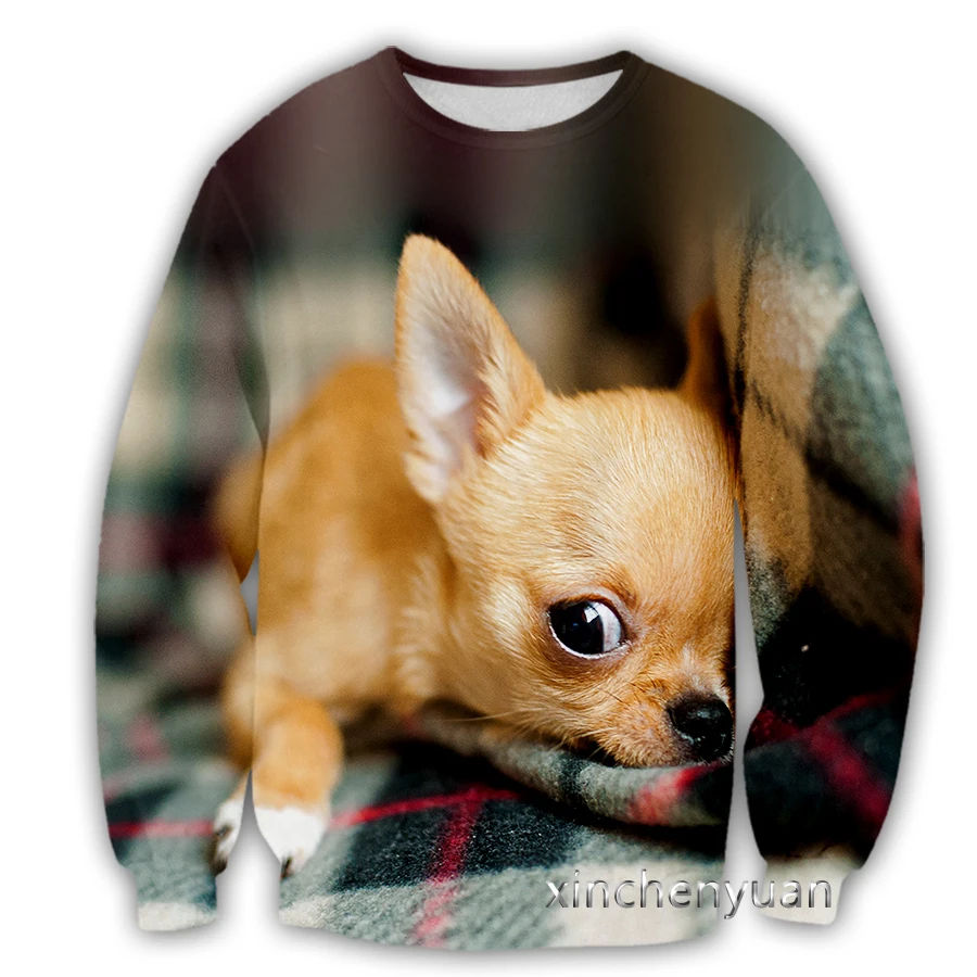 Xinchenyuan-Pull à manches longues imprimé chien Chihuahua mignon pour hommes et femmes, vêtements de sport décontractés, Streetwear, nouvelle mode, S27, 3D