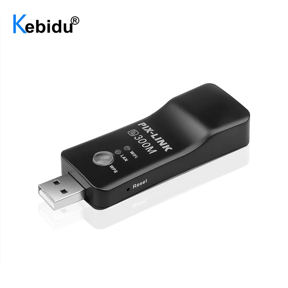 Kebidu-adaptador Wifi de red de TV inalámbrico, repetidor Wifi Universal, WPS de 300Mbps, Cable de red de RJ-45 para Samsung, LG, Sony, HDTV