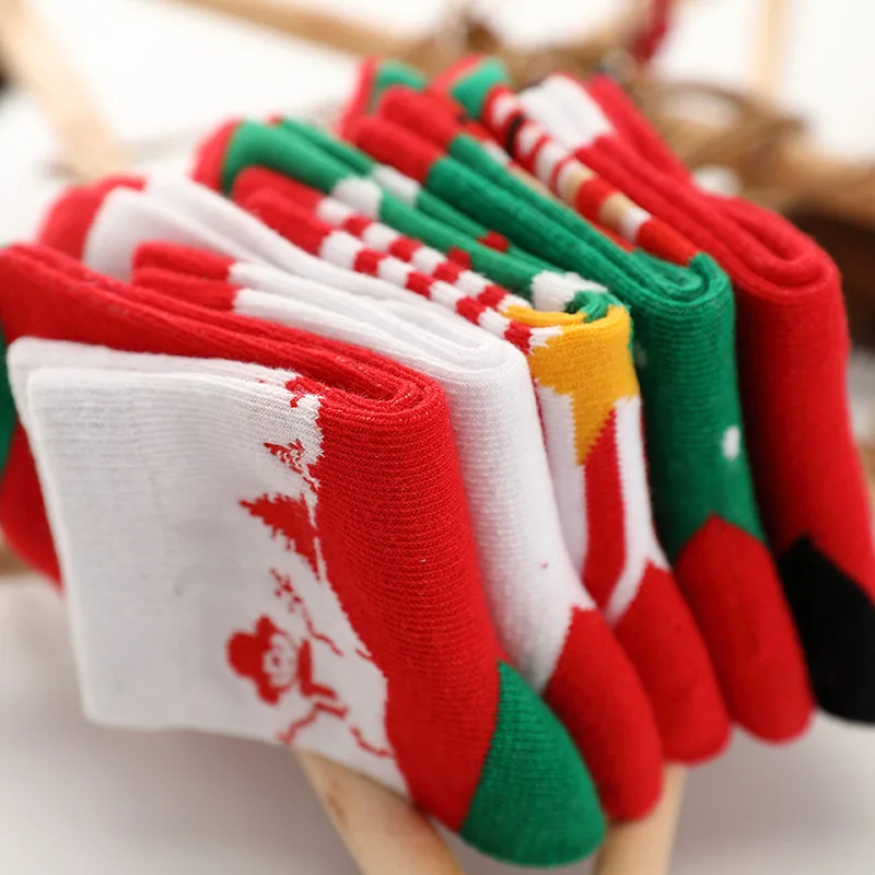 5 Pairs Children Socks Cotton High Quality Red Christmas Boy Socks Girls Socks 1-15 Years Kids Socks