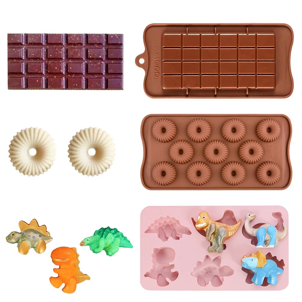 Valentine\'s Day Rose Flower Chocolate Bar Mold Cake Silicone Cookie Cupcake Molds Soap Mould DIY Rectangle Square Chocolate mold