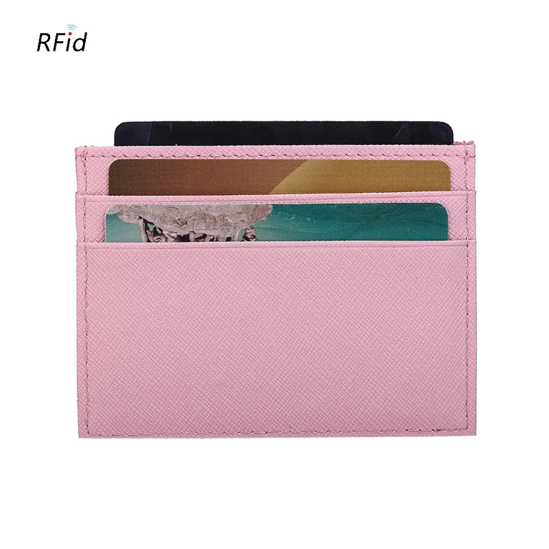 Vaca couro doce moda doces cor cartão de visita titular das mulheres Safiano Cruz Padrão Pickup Package Bus id card Case