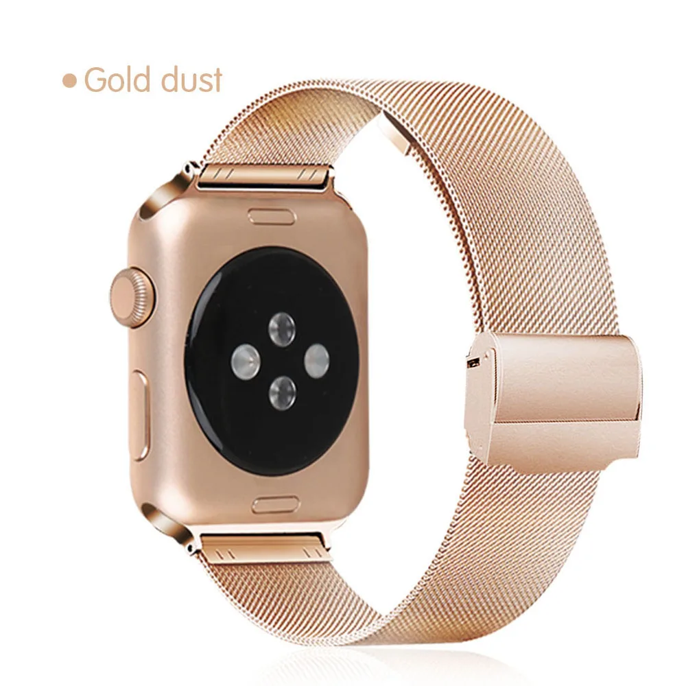 Milanese Loop Watchband for Apple Watch 38/ 42/ 40mm 44mm Stainless Steel Band Gold Pink Bracelet Strap for iwatch 6 1 2 3 4 5