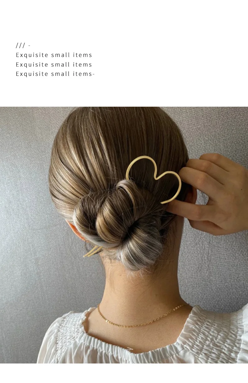 Bâton à cheveux en métal en forme d'étoile simple pour femme, épingle à cheveux évidée en or mat, pince à cheveux géométrique, porte-chignon, accessoires mignons