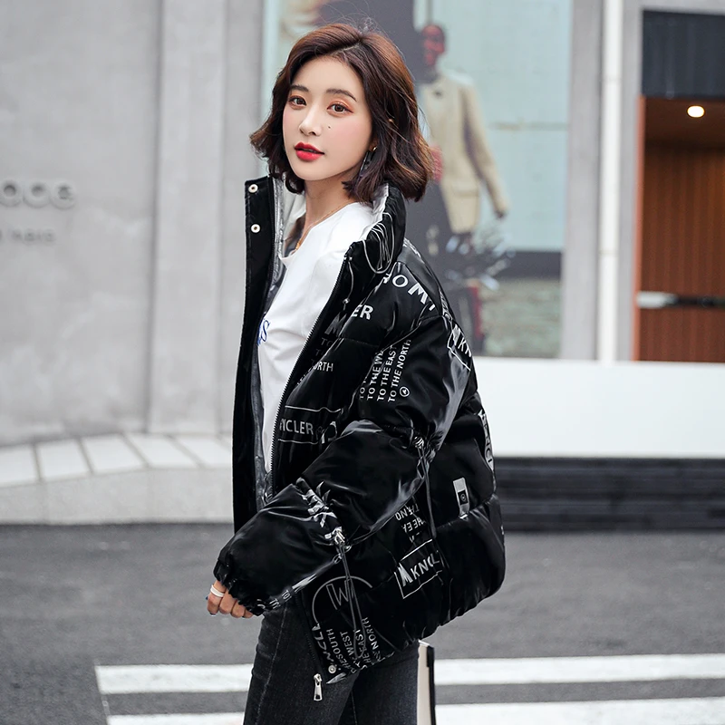 2023 Winter Unten Jacke Weibliche Shiny Parker Mantel Baumwolle Jacke Frauen Kurze Oberbekleidung Mode Koreanische Lose Warme Mantel Damen