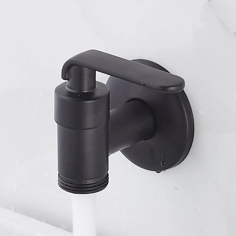 Matte Black Washing Machine Faucet Toilet Mop Small Faucet Wall Mount Outdoor Garden Tap