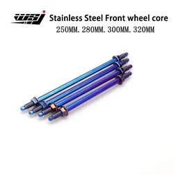 Modification of Motorcycle Electric Vehicle Front axle with stainless steel burnt blue axle, front wheel center screw, Blue Tita