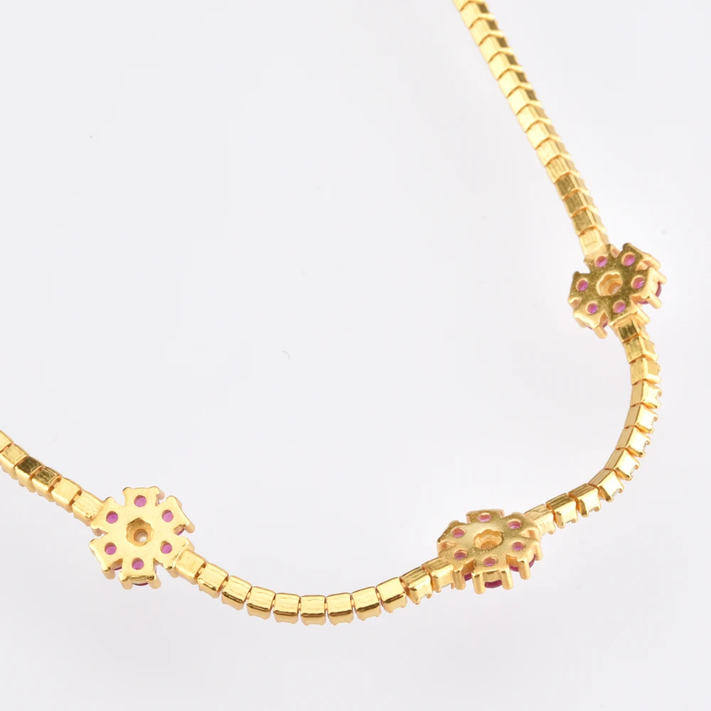 ANDYWEN 100% 925 Sterling Silver Gold Flower Rainbow Choker Necklace 2021 Women Zircon CZ Chian Luxury Party Wedding Jewelry