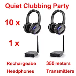 500m Distance Silent Disco Led Wireless Headphones -10 Headsets with 1 Transmitter
