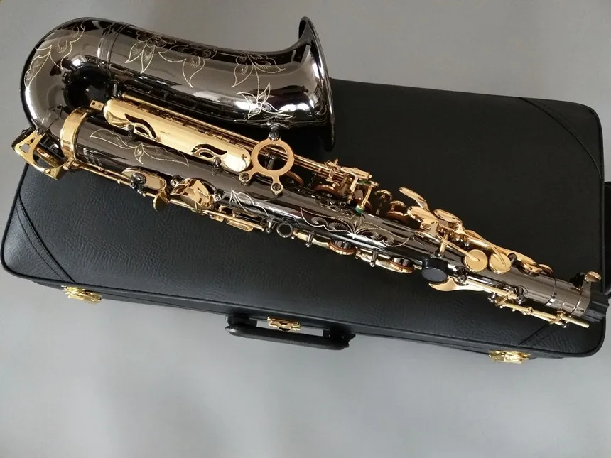 

New Professional High Quality A-991E Flat Musical instrument Black Saxophone High Quality Brass Pearl Buttons With Mouthpiece