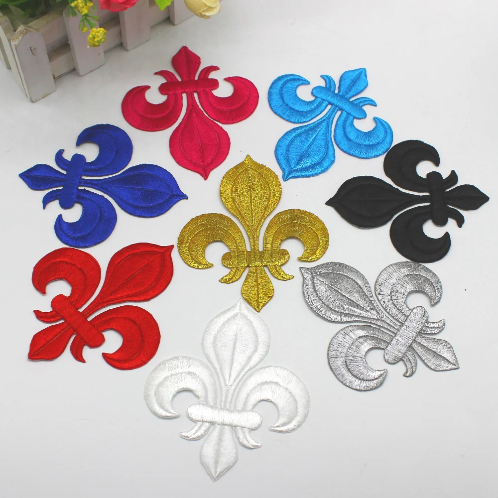 Iron On Appliques Gold Embroidered Patches For Cosplay Costumes Lotus Flower Trims Crown Appliques 8.5-10cm