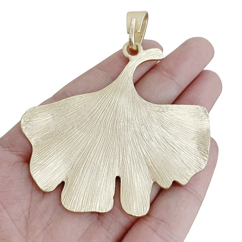 1 x Large Ginkgo Biloba Leaf Matt Gold Color Charms Pendants for Necklace Jewelry Making Findings Accessories