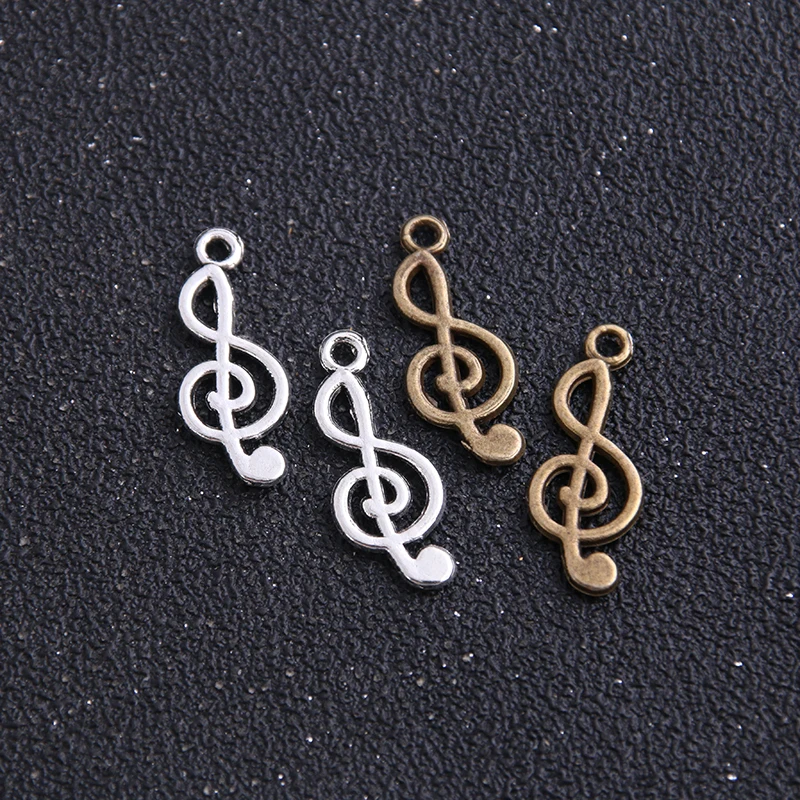 20pcs/lot 10*25mm Antique   Wholesale  Alloy Music Note Charms Jewelry Charms Findings