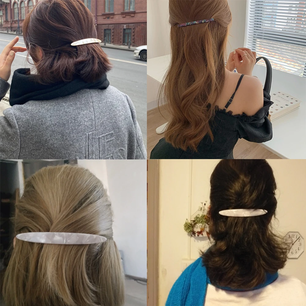 New Fashion Long Barrettes Vintage Spring Hairpins Acetate Geometric Hair Clips Women Headband Girls Ponytail Hair Accessories