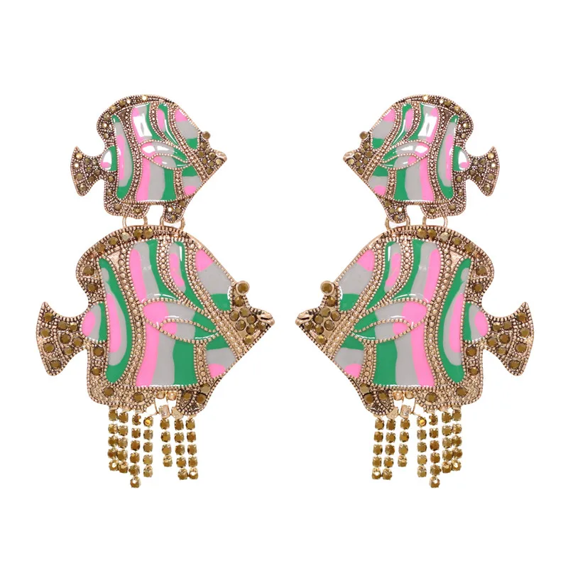 38 تصاميم أقراط جديد أخضر اللون كريستال/حجر الراين هندسية قلادة إسقاط أقراط Vintage مجوهرات اكسسوارات للنساء #5