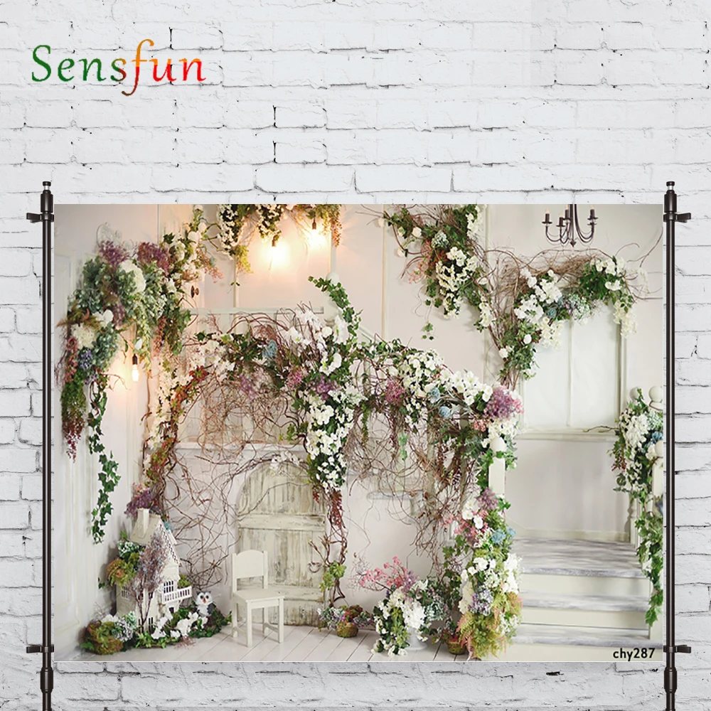 

LEVOO Photography Backdrop Flower Curtain Studio White Wedding Backdrop Photocall Photobooth Studio Shoot Fabric