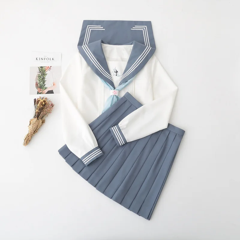 Vestidos escolares para niñas, camisa blanca con corbata, traje de manga larga, uniforme de Anime de escuela secundaria Jk