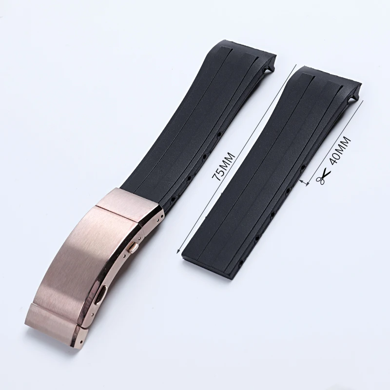 SCHIK 22mm Soft Rubber Silicone Watch Band Ocean Star Calibre 80 Folding Slider Buckle Watchband For Mido Strap Series