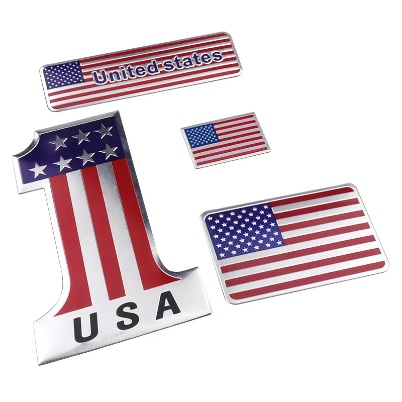 United States USA American National Flag Emblem 3D Aluminum Alloy Badge Sticker Car Motorcycle Rear Trunk Body Decoration Decals