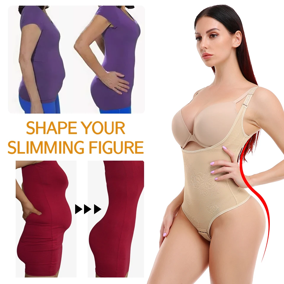 Bodysuit sem costura para mulheres, controle de barriga, instrutor de cintura, tanga shaper do corpo, roupa interior emagrecedora