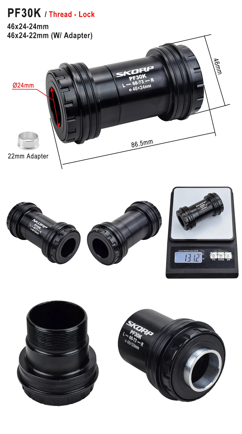 MTB Road Bike Bottom Brackets BB30 BSA30 PF30 BB386 46/42x22 24 30mm Sealed Bearing Mountain Bicycle BB Sets Central Axis