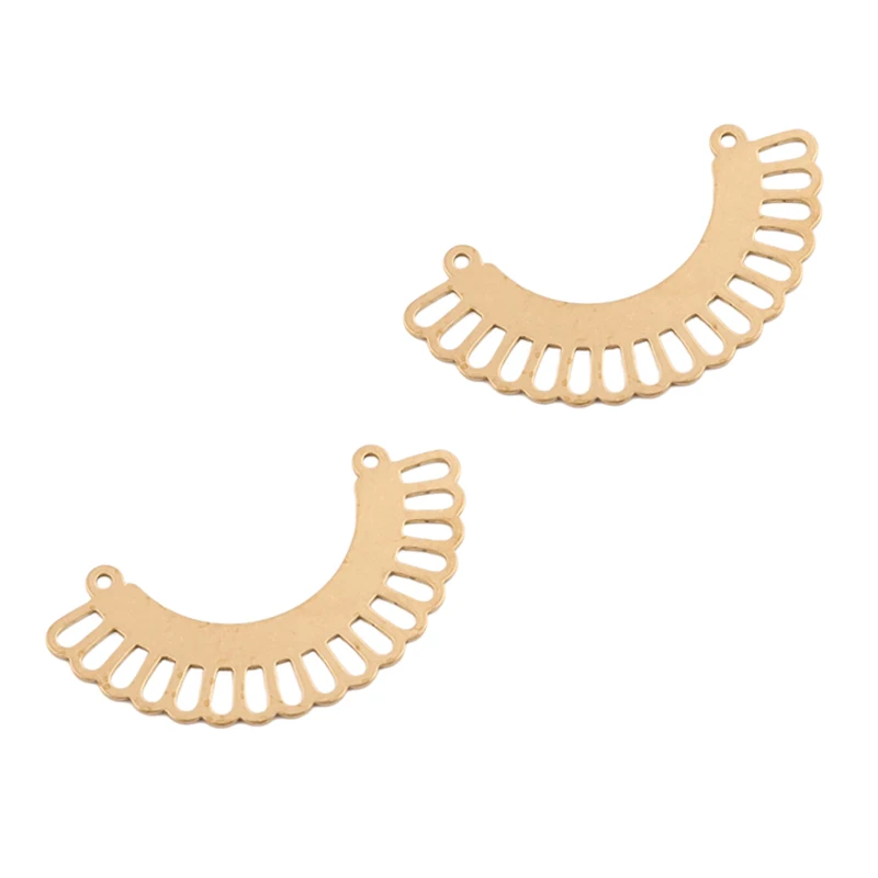 10pcs Raw Brass Crescent Moon Connectors Hollow Flower Linker Eyelash Charm For Diy Necklace Earrings Making Finding Accessories