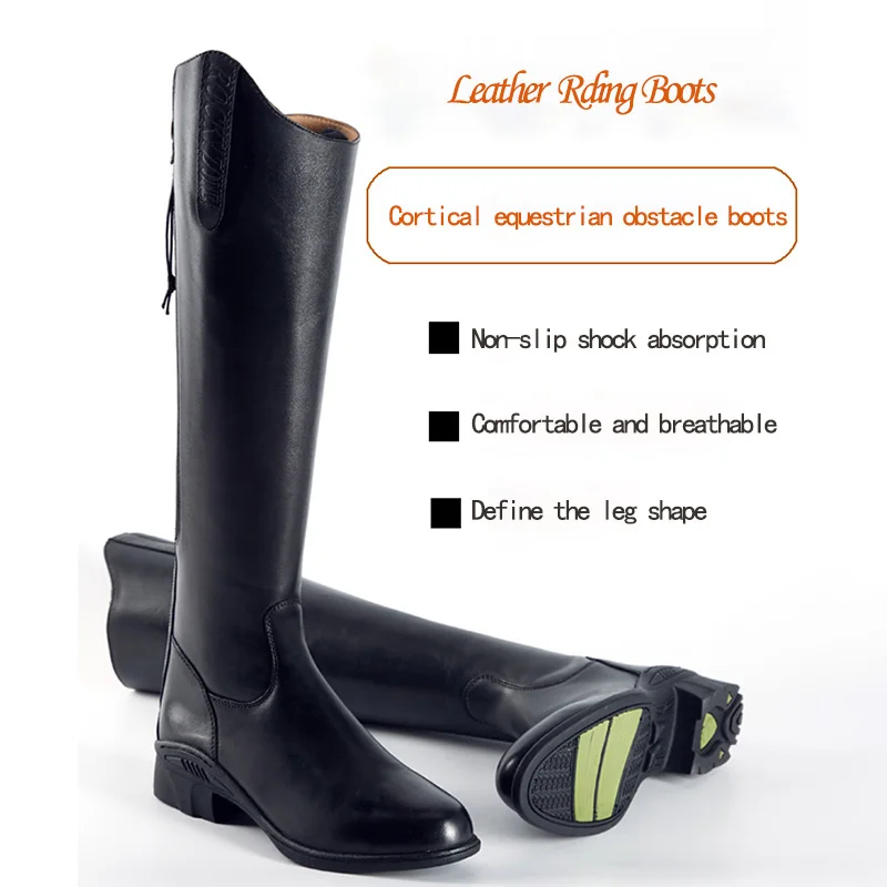 Genuine Leather Equestrian Boots Children Adult Obstacle Horse Riding High Booties