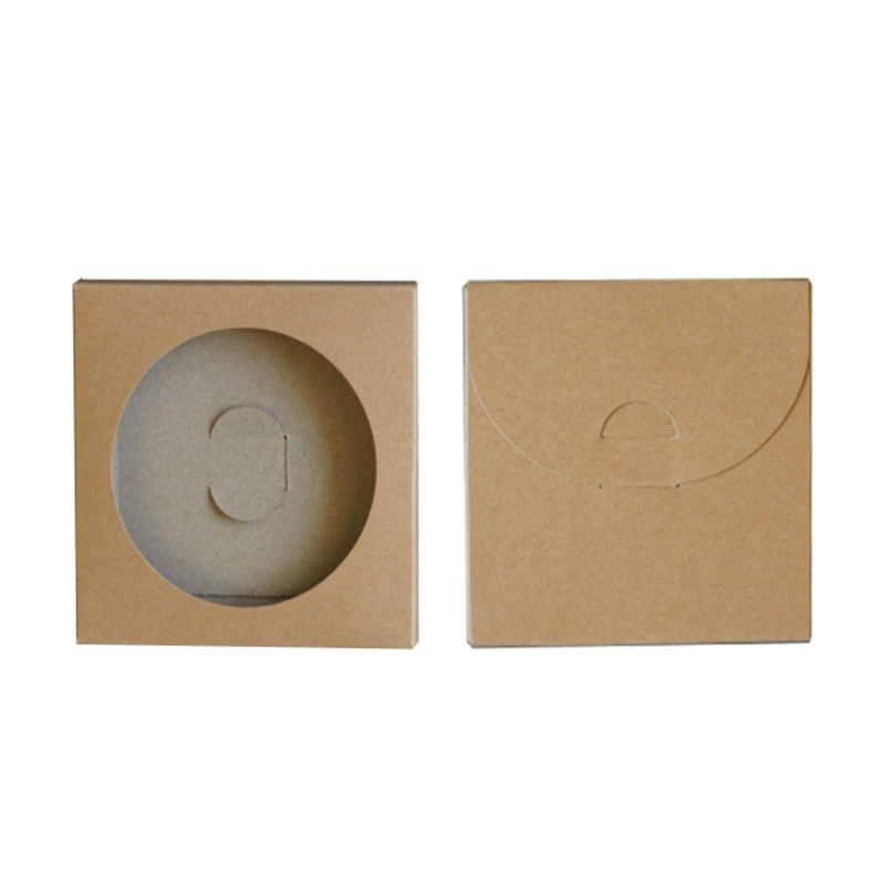 Empty Kraft Paper Coaster Packaging Box With Window DIY Gift Boxes for Ceramic Cup Mat Mug Pad Packaging