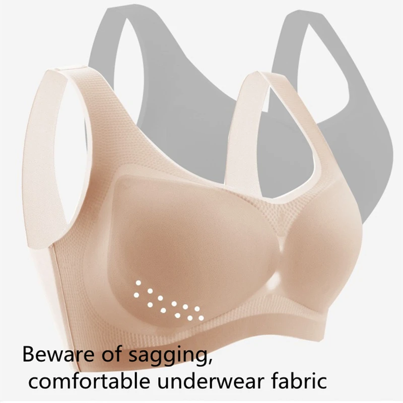 Latex Underwear Bra Women\'s Plus Size Seamless Bra Top Push-Up Bra Top Bh Comfortable Heat Dissipation Gather Shockproof Pad Bra