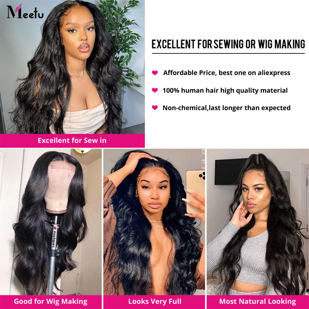 Meetu 6x6 5x5 Lace Closure with Bundles Body Wave Bundles with Closure Human Hair Bundles with Closure 3 4 Bundles with Closure