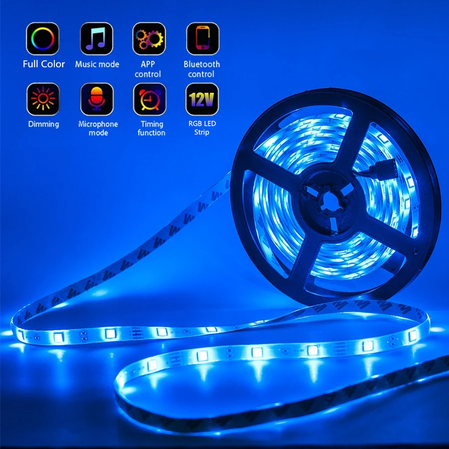 WIFI Controller RGB 5050 LED Light Strips Bluetooth Flexible Decoration BackLight Lamp Night light Luminous String For Bedroom