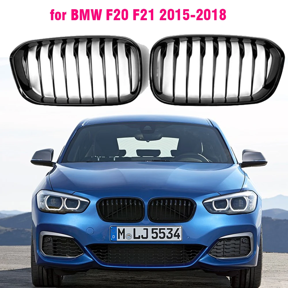 Kidney Replacement Front Grill for BMW F20 F21 2015-2019 118i 120i 125i m140i m performance Gloss Black Grills