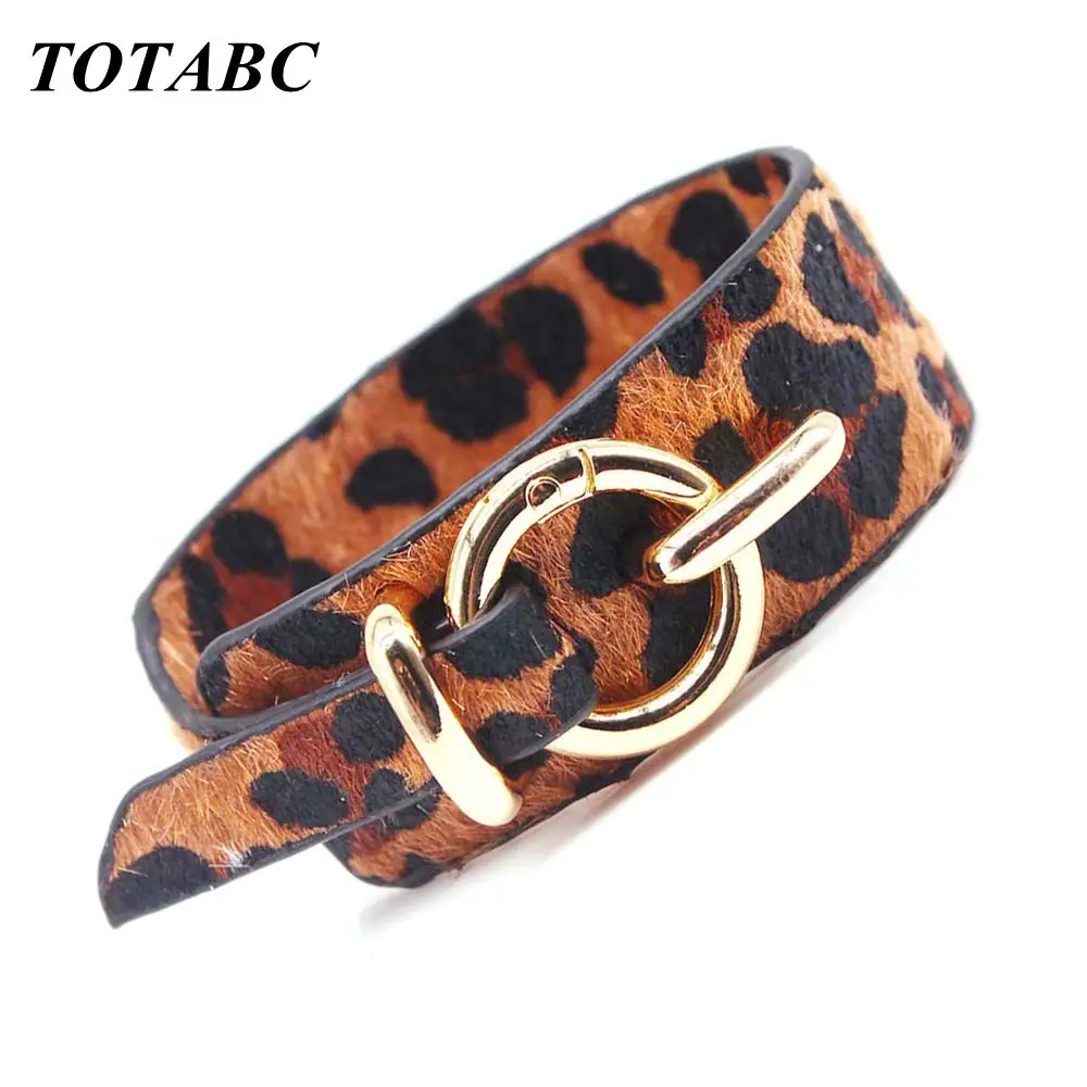 TOTABC Fashion Punk Leather Bracelet For Women Wristband Charm Cuff Bracelets & Bangles Jewelry Gift Pulsera