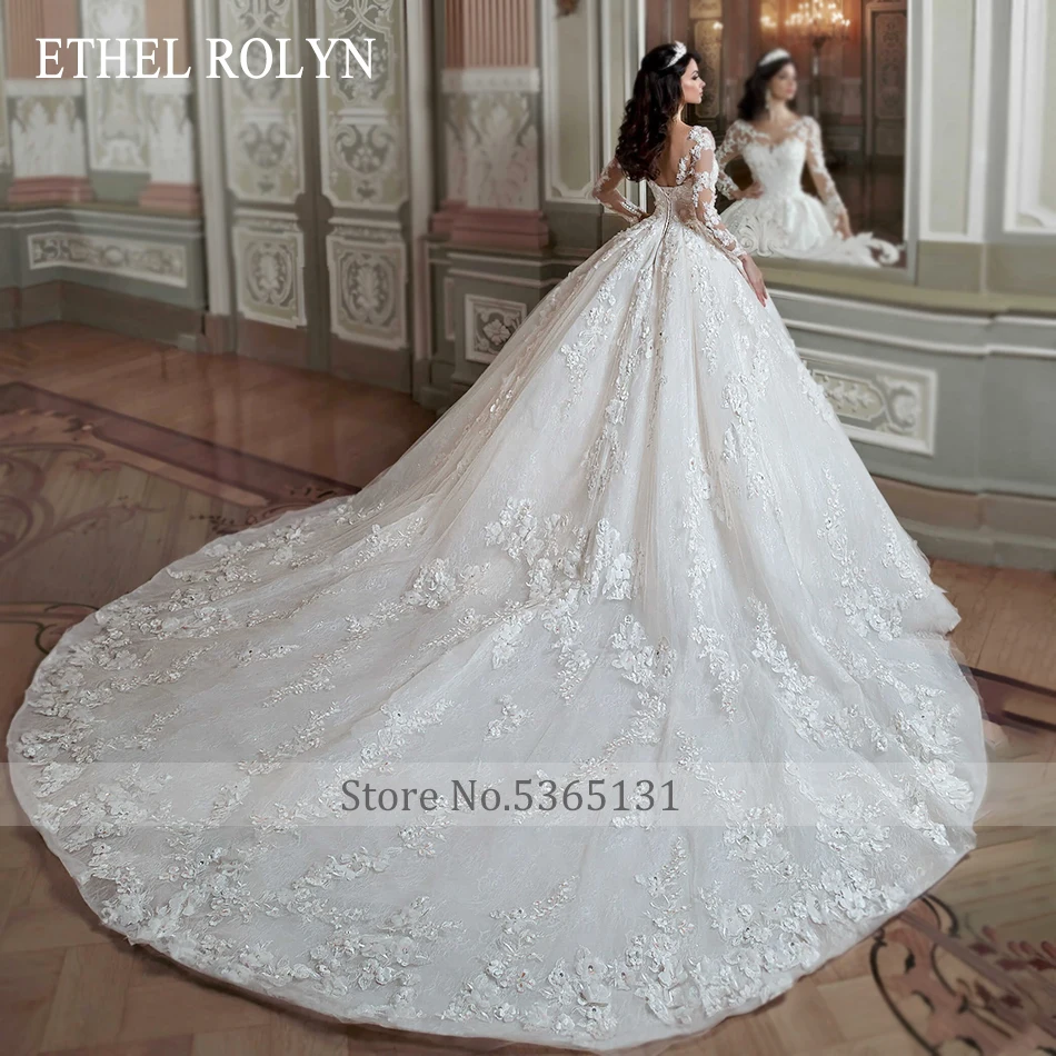 ETHEL ROLYN Ball Gown Wedding Dresses For Women Long Sleeve Beading 3D Appliques Princess Bridal Dress Vestidos De Novia