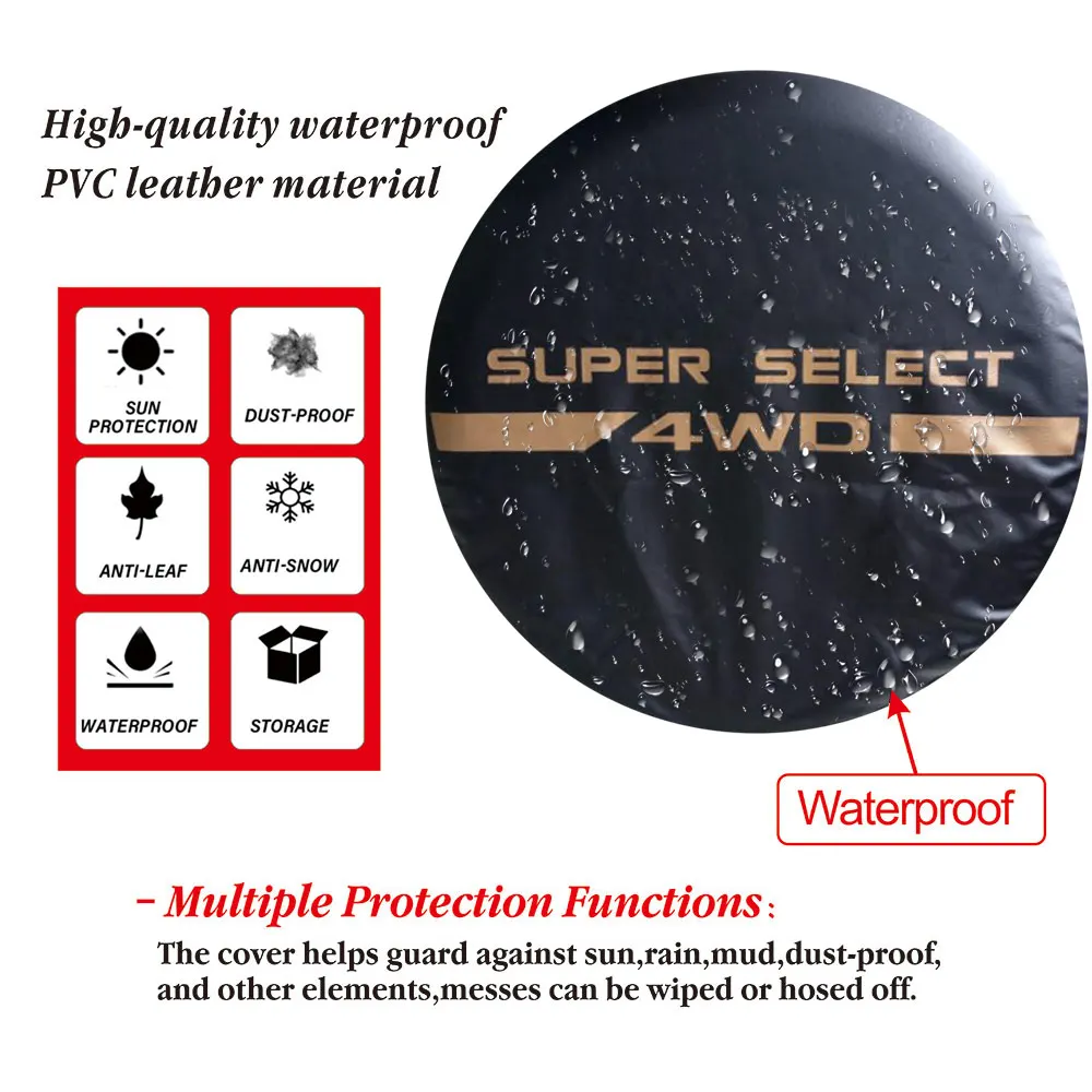 AD Borsa portaoggetti per pneumatici Custodia protettiva per ruota di scorta per auto in pelle PU PVC 14 "15" 16 "pollici per accessori Mitsubishi