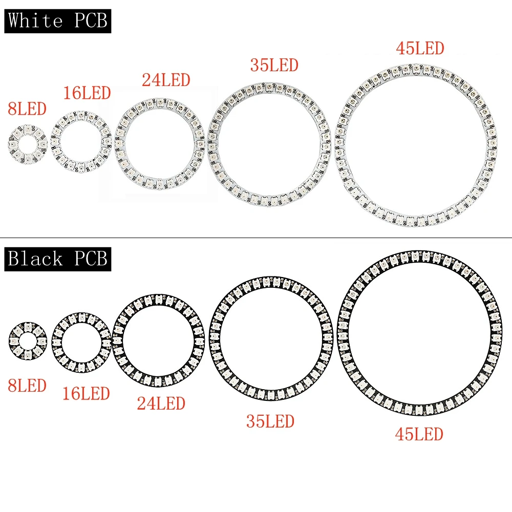WS2812B Led Digital Panel Matrix Flexible Screen 8*8 16*16 8*32 5050 RGB WS2812 Ring Individually Addressable Pixels DC5V