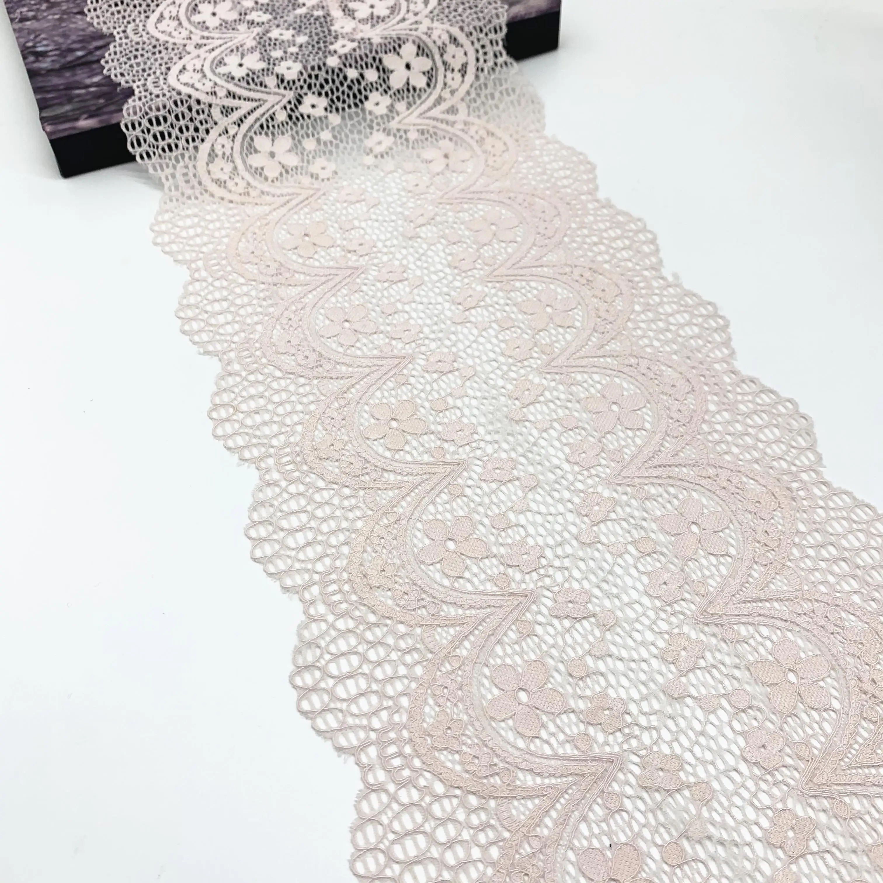 3M/lot Width 7 7/8 inch (20cm) Pale PinkStretch Lace Trimming For Sewing Clothes Skirt Hem Underwear Sewing Craft Apparel Fabric