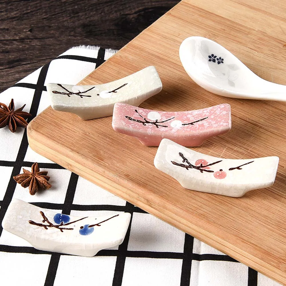 1 Pc Japanese Plum Blossom Ceramic Chopstick Holder Creative Kitchen Supplies Household Chopstick Holder Care Gadget