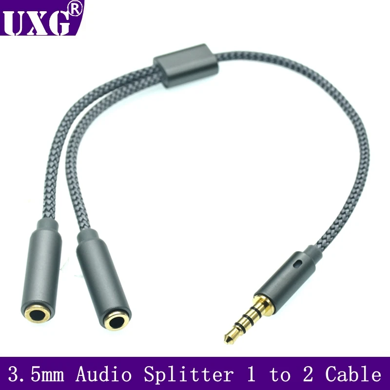 3.5mm Audio Splitter Cable for Computer Jack 3.5mm 1 Male To 2 Female Mic Y Splitter AUX Cable Headset Splitter Adapter 25cm