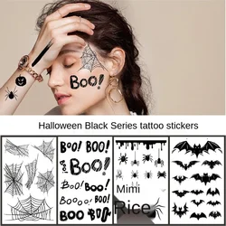 Adesivi per tatuaggi temporanei impermeabili Black Bat Spider Web Water Transfer adesivi per tatuaggi adesivi per trucco di Halloween falso Tatoo